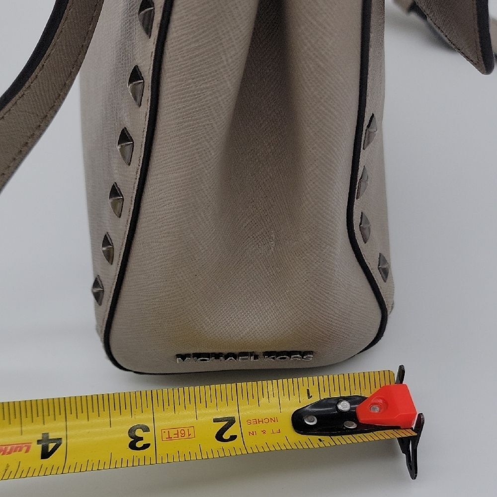 Michael Kors Taupe Studded Satchel - Picture 10 of 13